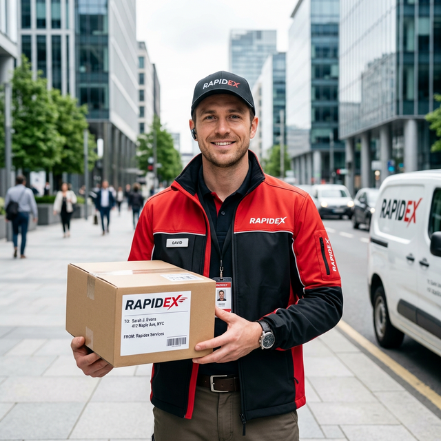 Express Runner delivery professional with package